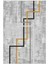 Modern Geometrik Gri Siyah Gold Kaydırmaz Kesme Yıkanabilir Ince Halı 2
