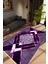 Modern Geometrik Mor Pembe Beyaz Kaydırmaz Kesme Yıkanabilir Ince Halı 1