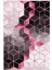 Modern Geometrik Metalik Gri Siyah Pembe Kaydırmaz Kesme Yıkanabilir Ince Halı 2