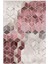 Modern Geometrik Pembe Gülkkurusu Gri Kaydırmaz Kesme Yıkanabilir Ince Halı 2