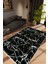 Taş Mermer Modern Siyah Kaydırmaz Kesme Yıkanabilir Ince Halı 1