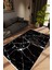 Taş Mermer Modern Siyah Beyaz Kaydırmaz Kesme Yıkanabilir Ince Halı 1