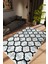 Modern Geometrik Gri Siyah Kaydırmaz Kesme Yıkanabilir Ince Halı 1