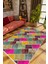 Modern Patchwork Yeşil Kaydırmaz Kesme Yıkanabilir Ince Halı 1