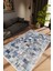 Modern Patchwork Mozaik Desen Gri Mavi Kaydırmaz Kesme Yıkanabilir Ince Halı 1