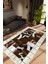 Modern Patchwork Gri Kahverengi Beyaz Kaydırmaz Kesme Yıkanabilir Ince Halı 1