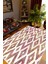 Otantik Eskitme Zig Zag Baklava Desen Bordo Kaydırmaz Kesme Yıkanabilir Ince Halı 1