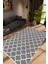 Modern Geometrik Gri Krem Kaydırmaz Kesme Yıkanabilir Ince Halı 1