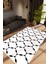 Modern Geometrik Beyaz Siyah Krem Kaydırmaz Kesme Yıkanabilir Ince Halı 1
