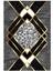 Modern Geometrik Altın Gold Gri Kaydırmaz Kesme Yıkanabilir Ince Halı 2