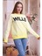 Unisex Sarı Bisiklet Yaka Yıkamalı Nakışlı Sweatshirt SLF1360 4