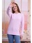 Kadın Pembe Bisiklet Yaka Petek Kumaş Sweatshirt SLF1365 5