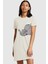 Anne Bebek Açık Gri Kısa Kollu Penye T-Shirt Elbise 1