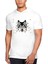 Geometrik Kurt Kapüşonlu Beyaz Kısa Kollu Erkek T-Shirt 1