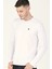 T8588 Dewberry Bisiklet Yaka Erkek Sweatshirt-Beyaz 1