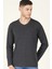 T8587 Dewberry V Yaka Erkek Sweatshirt-Antrasit 1