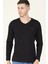 T8587 Dewberry V Yaka Erkek Sweatshirt-Siyah 1