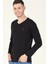 T8587 Dewberry V Yaka Erkek Sweatshirt-Siyah 4