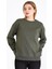 Kadın Haki Renk Basic Bisiklet Yaka Sweatshirt 1