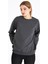 Kadın Antrasit Renk Basic Bisiklet Yaka Sweatshirt 2