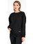 Kadın Siyah Renk Basic Bisiklet Yaka Sweatshirt 1
