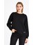 Kadın Siyah Renk Basic Bisiklet Yaka Sweatshirt 2