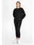 Kadın Siyah Renk Basic Bisiklet Yaka Sweatshirt 4