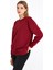 Metalic Kadın Bordo Renk Basic Bisiklet Yaka Sweatshirt 3