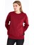 Metalic Kadın Bordo Renk Basic Bisiklet Yaka Sweatshirt 1