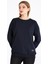 Kadın Lacivert Renk Basic Bisiklet Yaka Sweatshirt 1