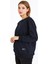 Kadın Lacivert Renk Basic Bisiklet Yaka Sweatshirt 4