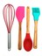 Metal Standlı Bambu Saplı Silikon Fırça Kaşık Spatula Seti-Rnkbkr 1