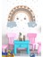 Bulutlu Gökkuşağı ve Puantiyeler Çocuk Bebek Odası Duvar Sticker Seti 3