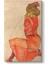Egon Schiele - Kneeling Female In Orange-Red Dress Tablosu 1
