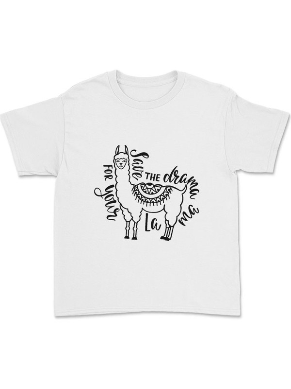 Tişört Fabrikası Çizim Lama Desenli Çocuk Tişörtü - Çocuk T-Shirt