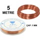 Hobialem 5 Metre Bakır Rengi Tel 1 mm Kalınlık Makara Tel Hobi Deney Teli