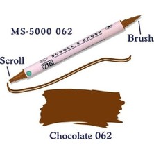 Zig Scroll & Brush Çift Çizgi Fırça Uçlu Kaligrafi Gölgeleme Kalemi Chocolate 062