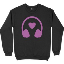 Cix Pembe Müzik Aşkı Siyah Sweatshirt