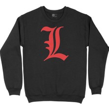 Cix Kırmızı Death Note L Logolu Siyah Sweatshirt
