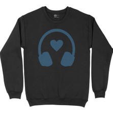 Cix Kulaklıklı Müzik Aşkı Siyah Sweatshirt
