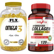 Igor Flx Omega 3 Balık Yağı 90 Softgel & Nevfix Hydrolyzed Collagen Hyluronic Acid Vitamin C Glutathione 120 Tablet