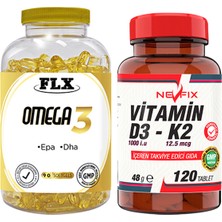 Flx Omega 3 Balık Yağı 90 Softgel & Nevfix Vitamin D3-K2 120 Tablet