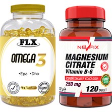 Igor Flx Omega 3 Balık Yağı 90 Softgel & Nevfix Magnesıum Cıtrate Vitamin B-6 120 Tablet