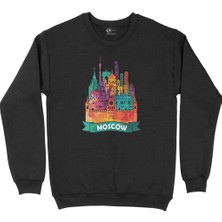 Cix Renkli Moskova Illüstrasyon Siyah Sweatshirt