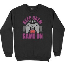 Cix Mor Keep Calm Game On Siyah Sweatshirt