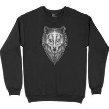 Cix Yeşil Gözlü Kurt Siyah Sweatshirt