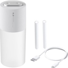 Blesiya Taşınabilir Nemlendirici, Gece Lambası ile Mini Nemlendirici Çift Sprey 400 ml USB Kablolu Beyaz (Yurt Dışından)
