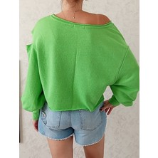Gleamy Girls Uzun Kollu Crop Sweatshirt