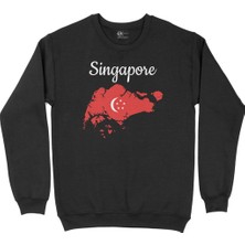 Cix Singapur Haritalı ve Bayraklı Siyah Sweatshirt