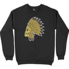 Cix Kızıl Derili Kuru Kafa Siyah Sweatshirt